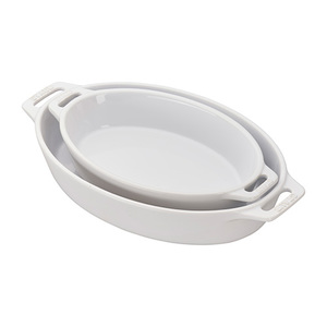2pc Ceramic Oval Baking Dish Set White