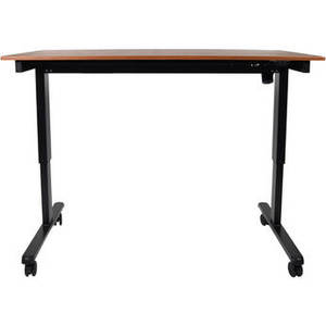 60" Electric Standing Desk (Teak, Black Frame)