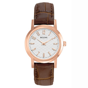 Classic Ladies Brown Leather Strap Watch White Dial