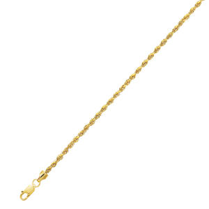 10K 2mm 16 Inch Hollow Rope Chain Necklace - Lobster-claw