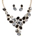 PalmBeach Jewelry 2 Piece Black and Grey Crystal Necklace and Earrings Set in Yellow Gold Tone