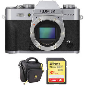 X-T20 Mirrorless Digital Camera Body with Accessories Kit (Silver)