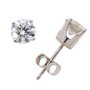 14k White Gold Diamond Solitaire Earrings .25twt