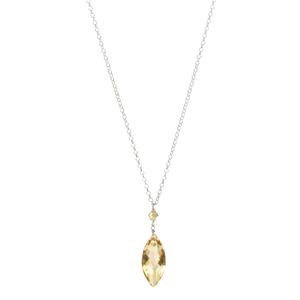 Sterling Silver Chain Necklace with Smoky Quartz and Swarovski Elements Pendant