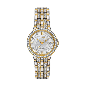 Ladies Eco-Drive Silhouette Crystal Watch Two-Tone Dial