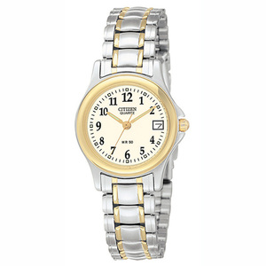 Womens Quartz Two-Tone SSteel Watch Ivory Dial