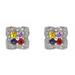 Ladies Sterling Silver Multi-Colored Sapphire and 1/10 cttw Diamond Earrings