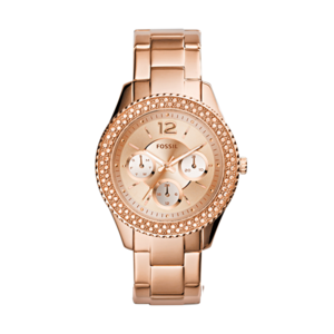 Fossil Womens Stella Multifunction Rose-Tone Stainless Steel Watch