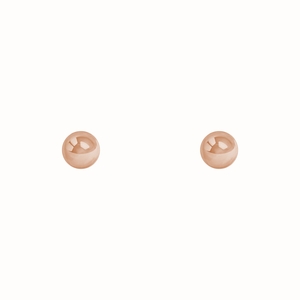 14K Rose Gold 4mm High Polish Ball Stud Earrings