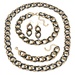 PalmBeach Jewelry Yellow Gold Tone and Black Rhodium-Plated Double Curb-Link Necklace Bracelet and Earring Set