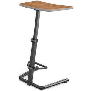 Up-Rite Height Adjustable Sit/Stand Desk (Nepal Teak Finish, Platinum Edge)