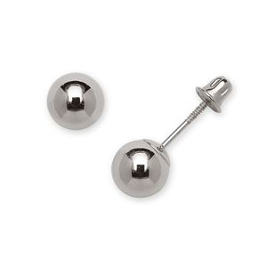 14k White Gold 5mm Polished Ball Stud Screwback Earrings
