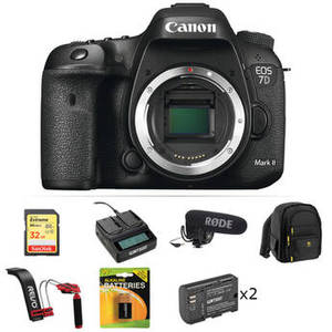 EOS 7D Mark II DSLR Camera with W-E1 Wi-Fi Adapter and Video Kit