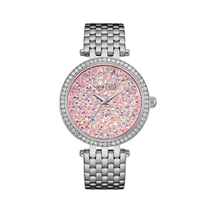 Womens Stainless Steel Watch Pink Rock Dial