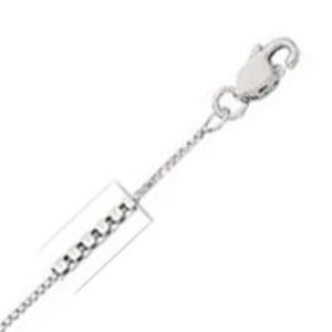 10k White Gold 22" 0.9mm Box Chain Necklace - Lobster-claw
