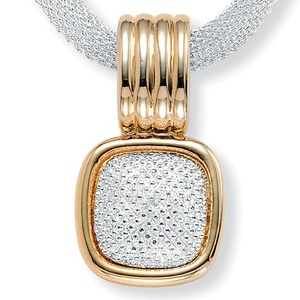PalmBeach Jewelry Mesh Pendant and Necklace in Yellow Gold Tone and Silvertone