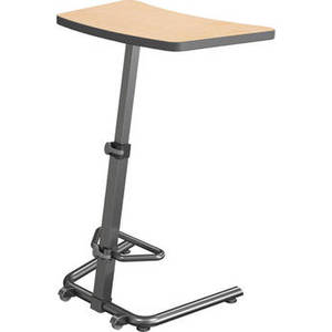 Up-Rite Height Adjustable Sit/Stand Desk (Amber Cherry Finish, Platinum Edge)