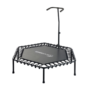 Upper Bounce 50” Hexagonal Fitness Mini-Trampoline – T-Shaped Adjustable Hand Rail – Bungee Cord Suspension