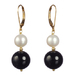 Lita Sterling Silver White Freshwater Pearl and Black Onyx Drop Earrings