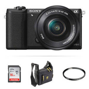 Alpha a5100 Mirrorless Digital Camera with 16-50mm Lens and Accessory Kit (Black)