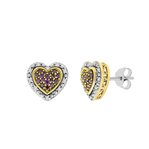 10K Pink Gold 1/3Cttw P/W Heart Pave Earrings