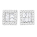 14k White Gold 1ct TDW Round and Baguette( Diamond Stud Earrings(H-I,SI1-SI2)