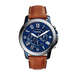 Mens Grant Chronograph Brown Leather Strap Watch Blue Dial