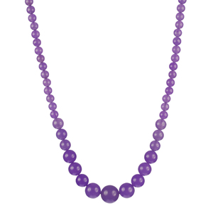 Dyed Purple Agate Bead Graduated Sterling Silver Necklace